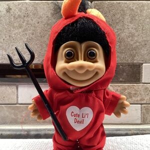 Vintage Russ   "CUTE LI'L DEVIL"   Devil Troll Doll-BLACK Hair  4.5”